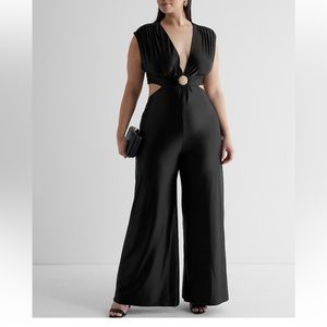 Express V-Neck O-Ring Wide Leg Jumpsuit - Size Large - NWT